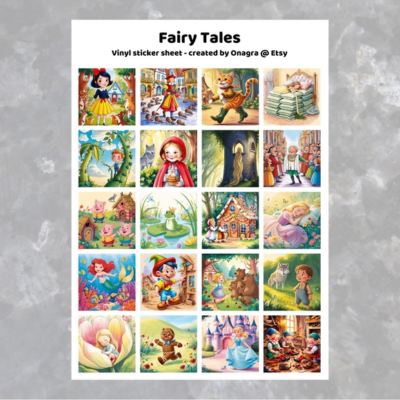 3 /💲20 Stickers! Fairy Tales kids illustrated stickers - Picture 2 of 3